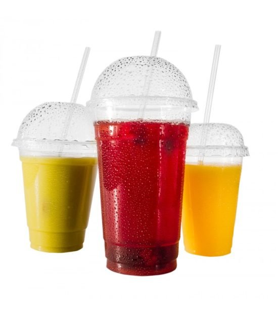 100 Gobelets transparent avec couvercle bombé