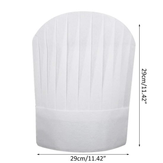20 Toque Chef Blanc en Non tissé plissé