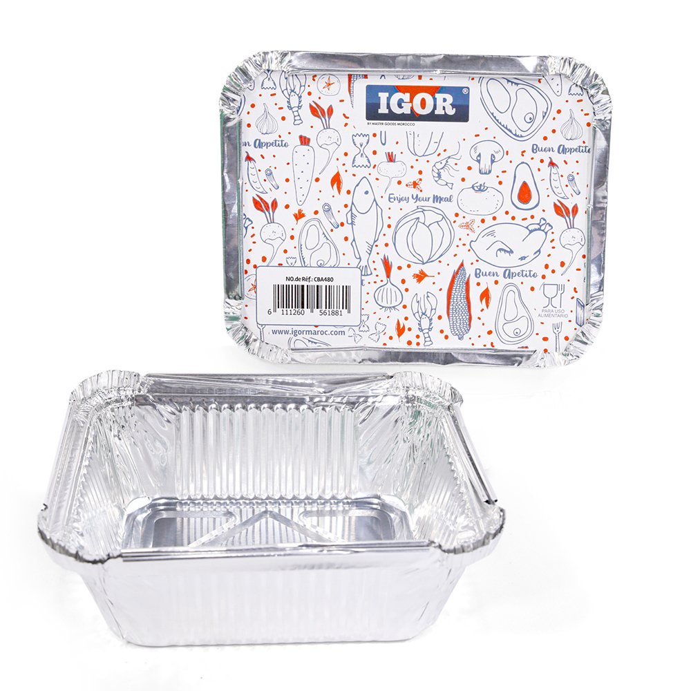 100 Barquette aluminium carrée operculable avec couvercle - 440 ml – Image 3