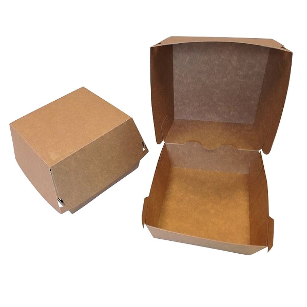 Boîte en kraft brun pour hamburger biodegradable - par 50 unites