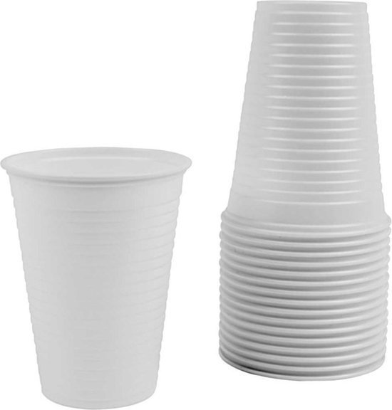 100 Gobelets en plastique Blanc - 180ml