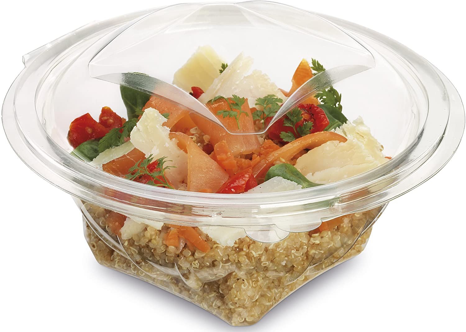 Barquette salade ronde cristal avec couvercle 1000ml – Image 3