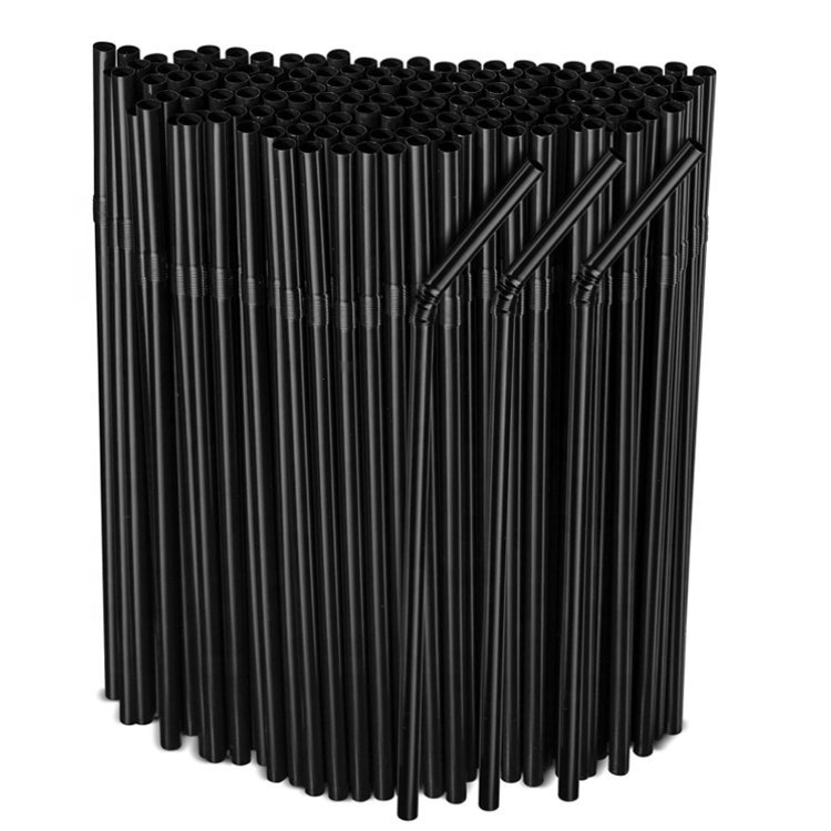 500 Pailles flexibles noires en plastique PS Ø 6mm