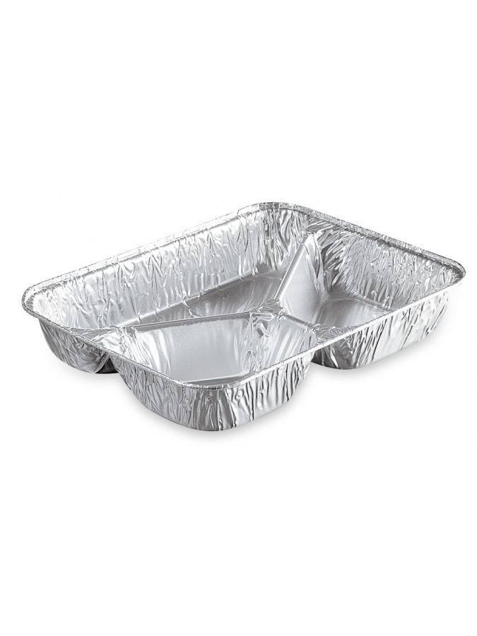 100 Barquette aluminium operculable 3 compartiments avec couvercle – Image 3