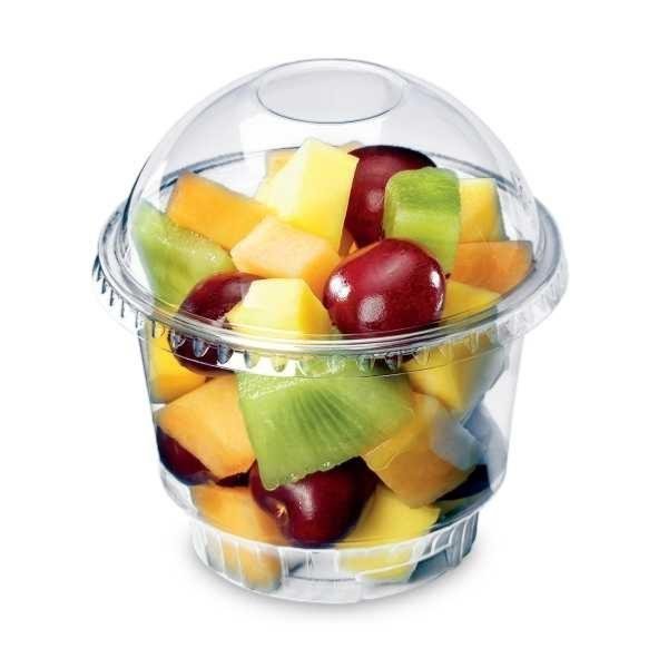 Pot Rond à Dessert Cristal 9 oz avec couvecle bombé / plat , Par 100u