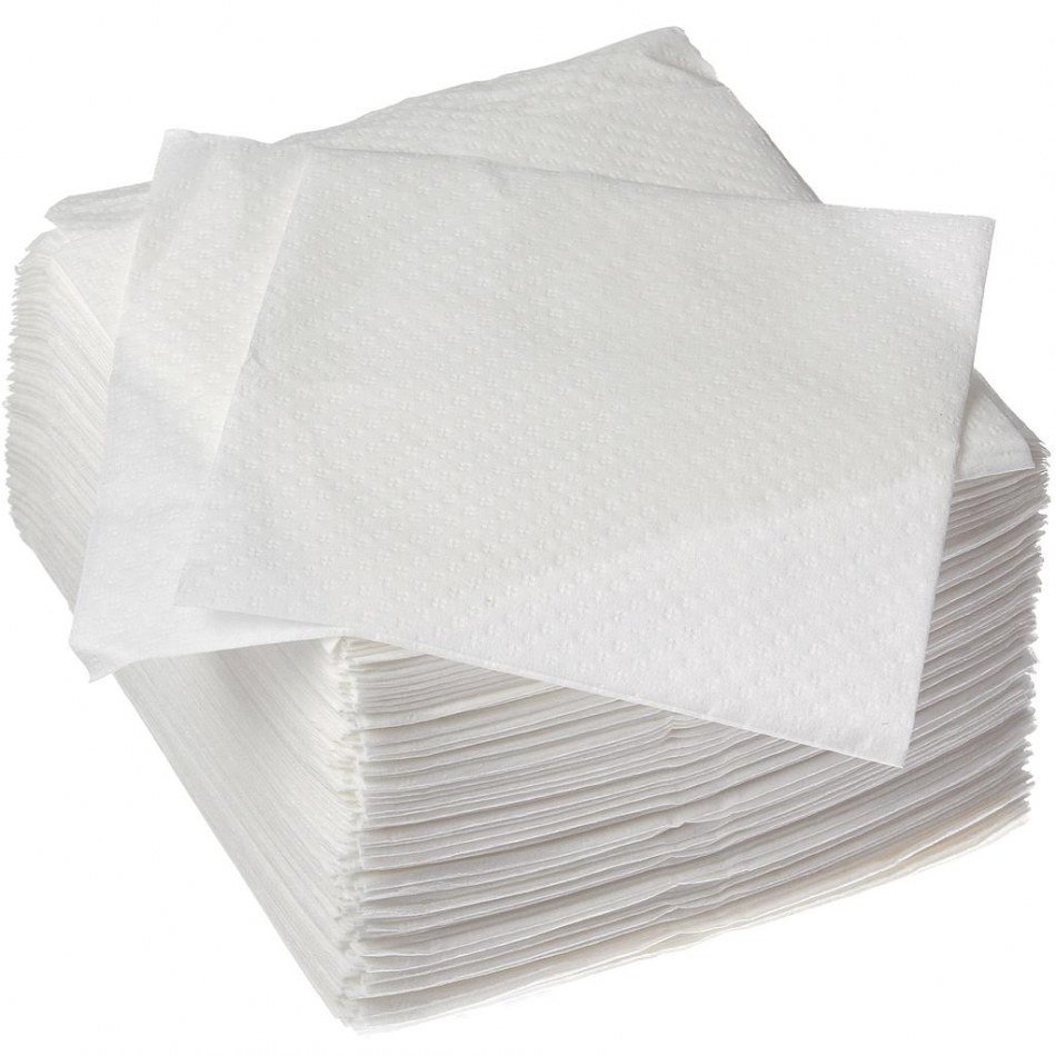 25 Serviettes Papier blanc en pure ouate de cellulose 1 plis - 30x30 cm