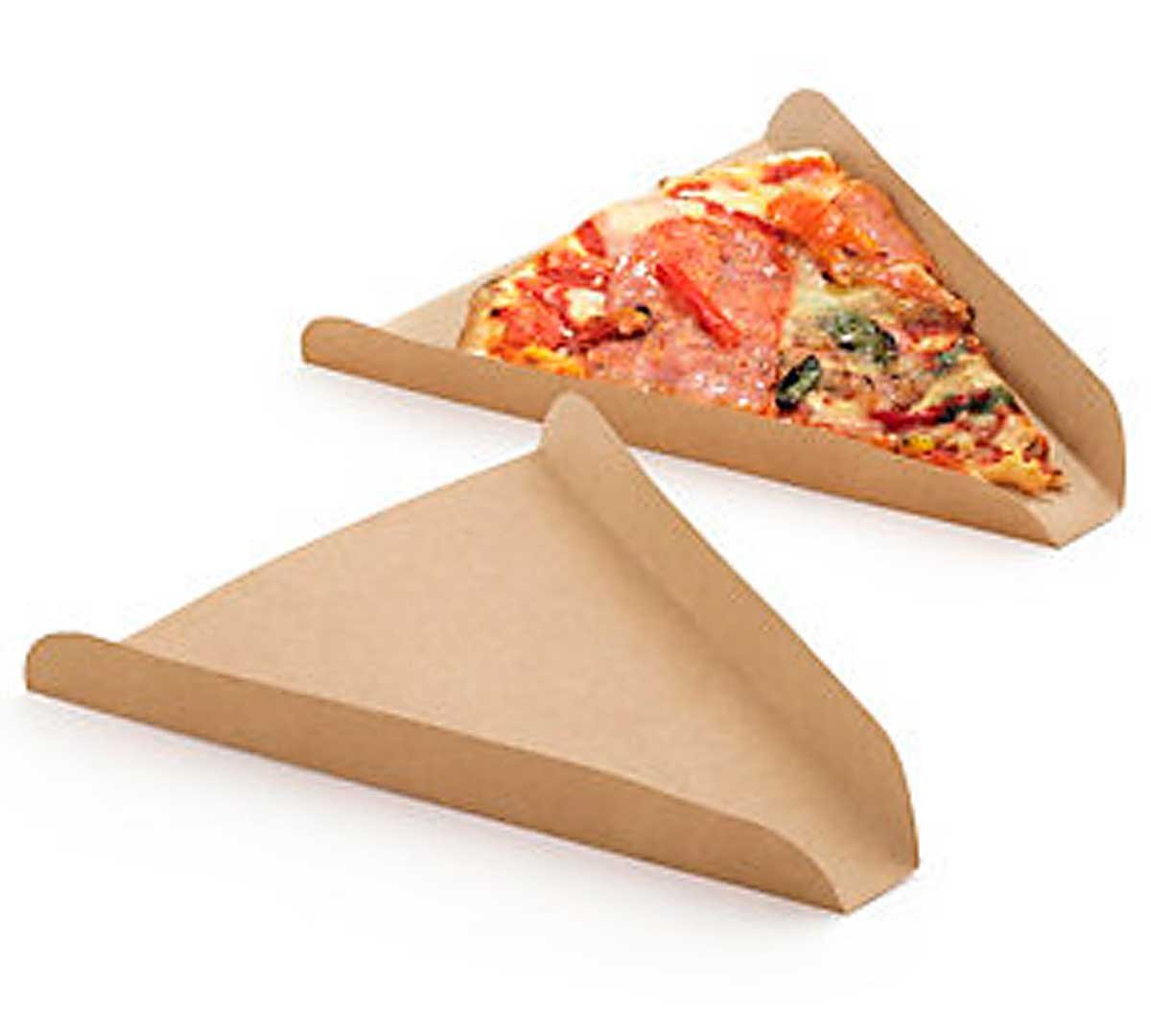 Support à Crêpe & Pizza triangulaire en carton Kraft - par 50 unites