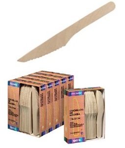 100 Couteau jetable écologiques en bois biodégradables 16,5 cm – Image 2